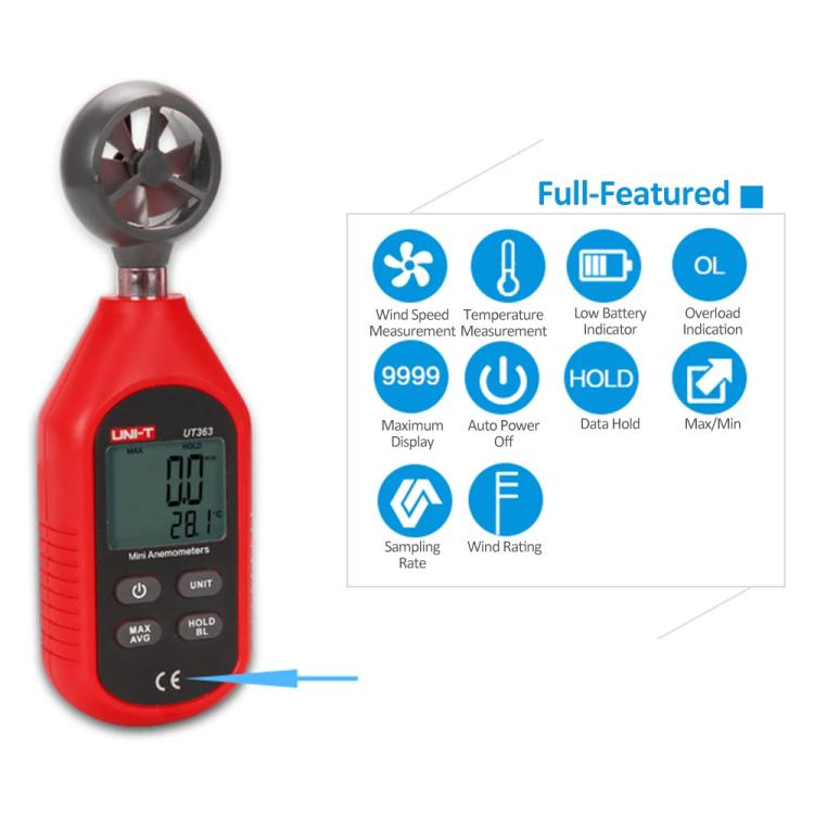 UNI-T UT363BT Digital Anemometer Wind Speed Meter 12-Level Dynamic Indicator - Tachometers & Anemometer by UNI-T | Online Shopping UK | buy2fix