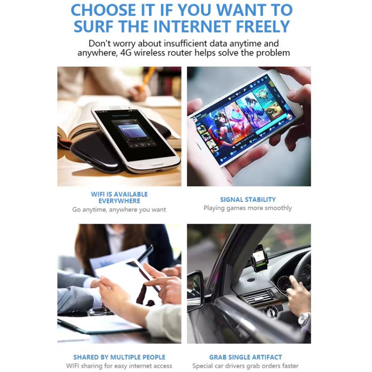 Eurasian Edition 4G/5G Portable WiFi Hotspot 300Mbps Mobile Router With Time Display, 3000mAh Built-In Battery(Blue) - 4G Mobile Wifi by buy2fix | Online Shopping UK | buy2fix