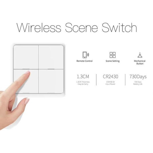 Graffiti Smart Home Wireless Scene Switch APP Timer 4-Button Adhesive Smart Switch(White No Battery) - Smart Switch by buy2fix | Online Shopping UK | buy2fix