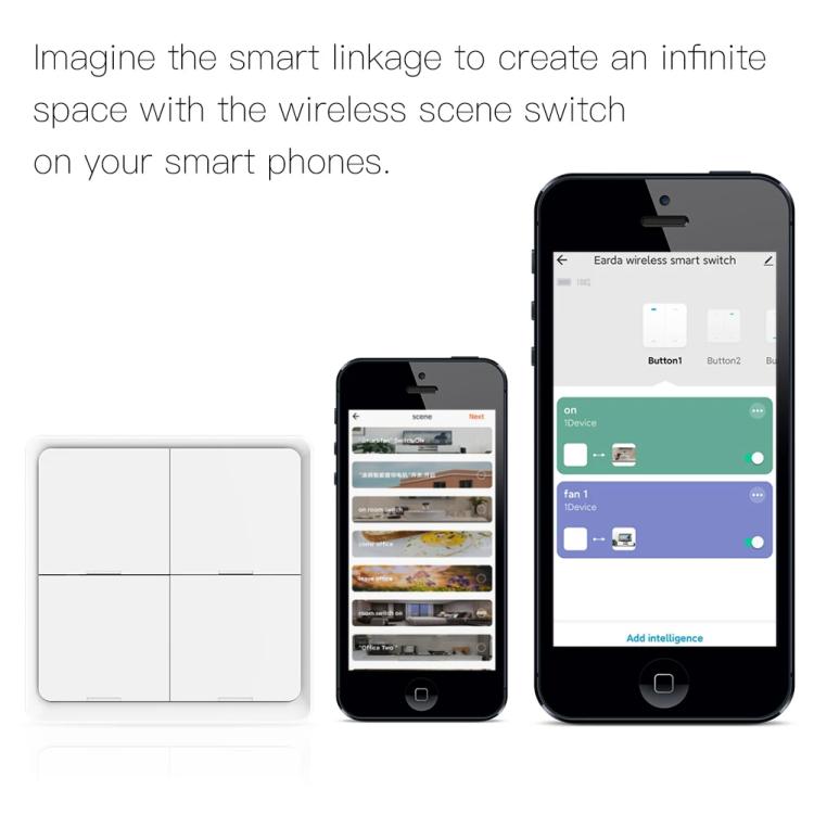 Graffiti Smart Home Wireless Scene Switch APP Timer 4-Button Adhesive Smart Switch(White No Battery) - Smart Switch by buy2fix | Online Shopping UK | buy2fix