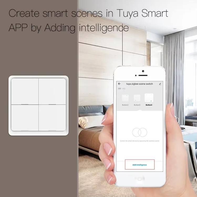 Graffiti Smart Home Wireless Scene Switch APP Timer 4-Button Adhesive Smart Switch(White No Battery) - Smart Switch by buy2fix | Online Shopping UK | buy2fix