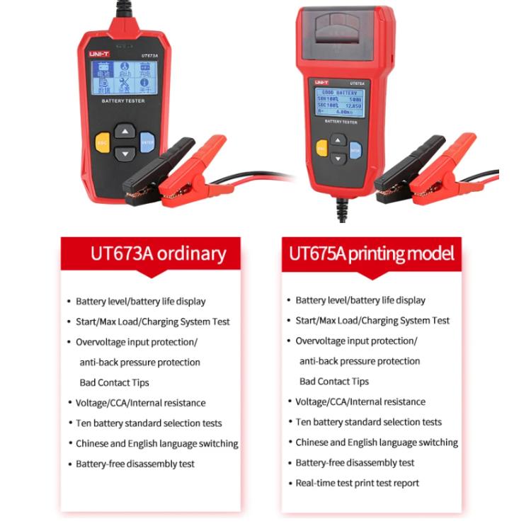 UNI-T UT673A Car Battery Tester For AGM/GEL/EFB & Standard Batteries 3-250Ah Capacity Analyzer - Battery & Resistance Tester by UNI-T | Online Shopping UK | buy2fix
