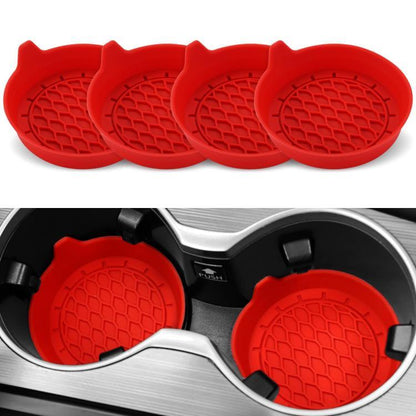 4pcs Anti-squeak Anti-slip Car Coaster With Handle(Red) - Car Drink Holders by buy2fix | Online Shopping UK | buy2fix