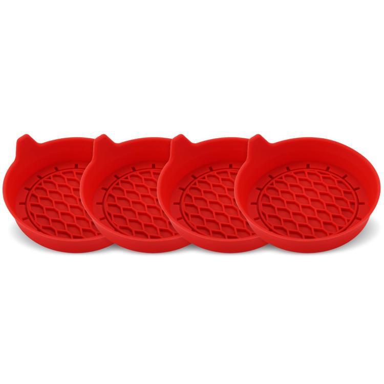 4pcs Anti-squeak Anti-slip Car Coaster With Handle(Red) - Car Drink Holders by buy2fix | Online Shopping UK | buy2fix