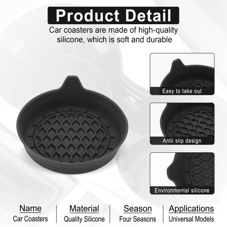 4pcs Anti-squeak Anti-slip Car Coaster With Handle(Gray) - Car Drink Holders by buy2fix | Online Shopping UK | buy2fix