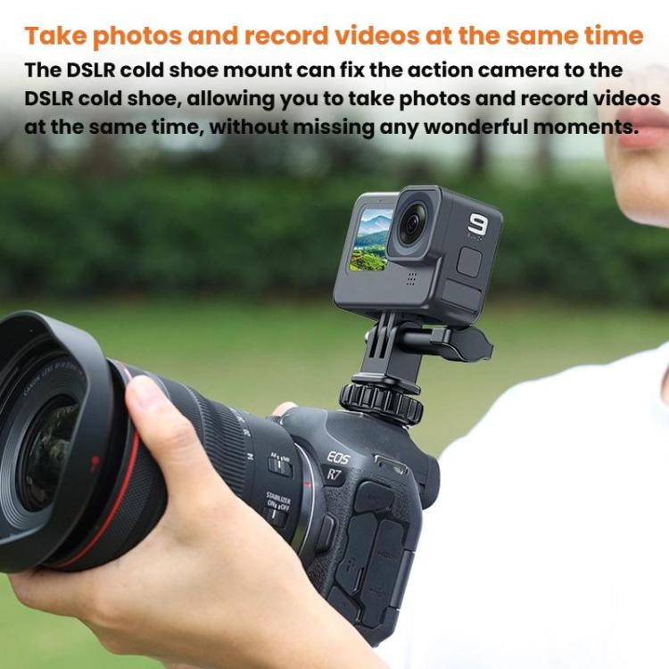 VRIG AC24 1/4 Cold Shoe Mount to Action Camera Adapter Cold Shoe Base F External Camera Tripod(Black) - Connection Mount by VRIG | Online Shopping UK | buy2fix