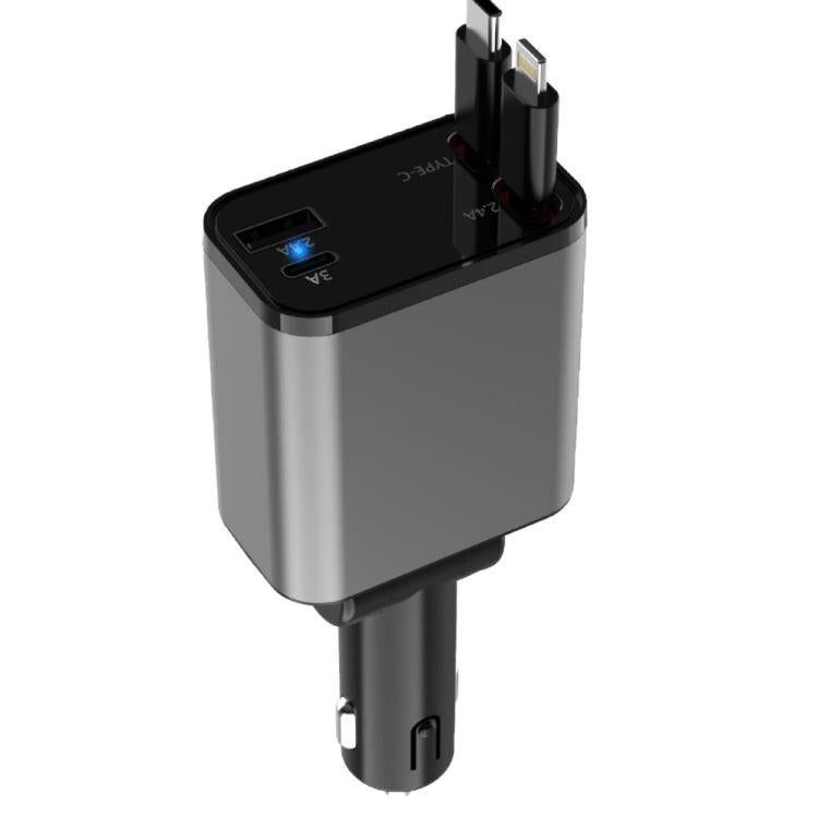 PD30W Car Charger With Retractable Cable(TYPE-C+8 Pin) - Car Charger by buy2fix | Online Shopping UK | buy2fix