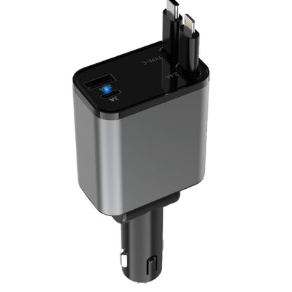 PD30W Car Charger With Retractable Cable(TYPE-C+8 Pin) - Car Charger by buy2fix | Online Shopping UK | buy2fix