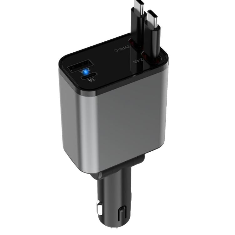 PD30W Car Charger With Retractable Cable(TYPE-C+TYPE-C) - Car Charger by buy2fix | Online Shopping UK | buy2fix