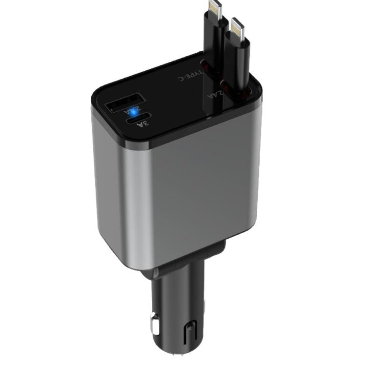 PD30W Car Charger With Retractable Cable(8 Pin+8 Pin) - Car Charger by buy2fix | Online Shopping UK | buy2fix