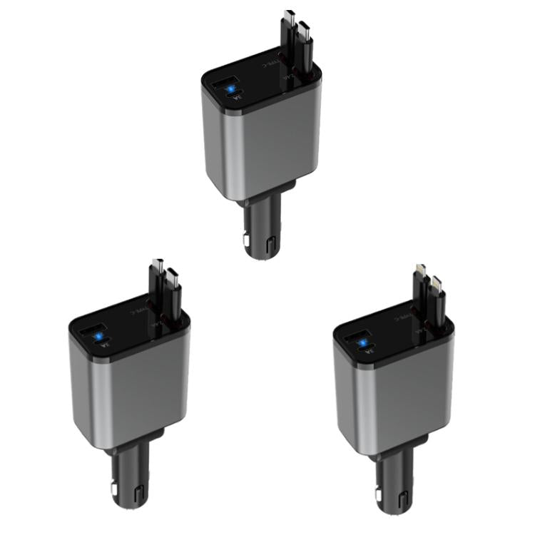 PD30W Car Charger With Retractable Cable(TYPE-C+8 Pin) - Car Charger by buy2fix | Online Shopping UK | buy2fix