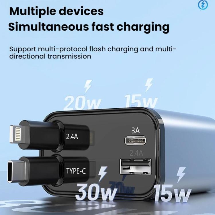 PD30W Car Charger With Retractable Cable(TYPE-C+8 Pin) - Car Charger by buy2fix | Online Shopping UK | buy2fix