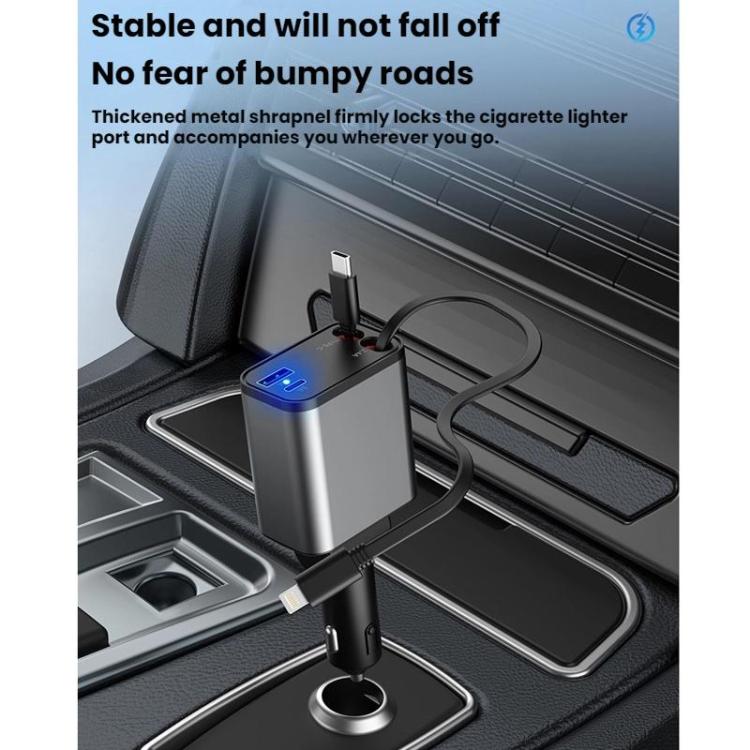 PD30W Car Charger With Retractable Cable(TYPE-C+TYPE-C) - Car Charger by buy2fix | Online Shopping UK | buy2fix