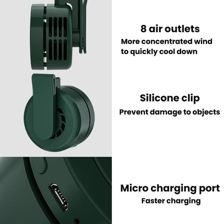 F10 3 Speed Clip-On Quiet Fan USB Mini Desktop Handheld Fan(Green) - Electric Fans by buy2fix | Online Shopping UK | buy2fix