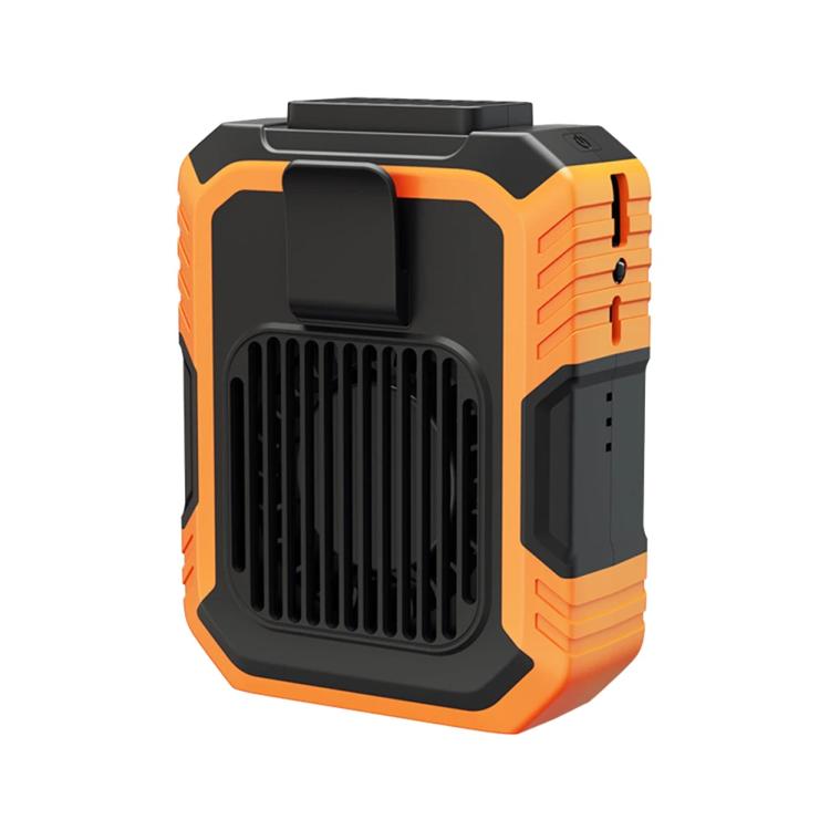 Rechargeable Waist-Mounted Clip Fan With 3-Speed Settings & LED Flashlight Hands-Free Cooling For Construction, Outdoor Work, Hiking(Orange) - Electric Fans by buy2fix | Online Shopping UK | buy2fix