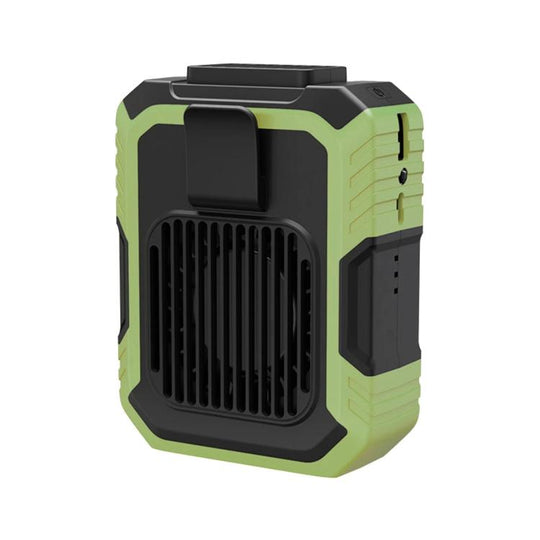 Rechargeable Waist-Mounted Clip Fan With 3-Speed Settings & LED Flashlight Hands-Free Cooling For Construction, Outdoor Work, Hiking(Green)