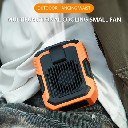 Rechargeable Waist-Mounted Clip Fan With 3-Speed Settings & LED Flashlight Hands-Free Cooling For Construction, Outdoor Work, Hiking(Orange) - Electric Fans by buy2fix | Online Shopping UK | buy2fix