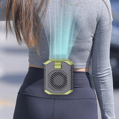 F31 Rechargeable Waist-Mounted Clip Fan With 5-Speed Adjustable Airflow, Stand & Flashlight(Green) - Electric Fans by buy2fix | Online Shopping UK | buy2fix