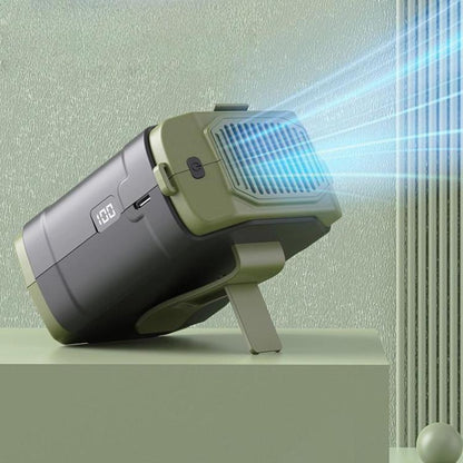 F31 Rechargeable Waist-Mounted Clip Fan With 5-Speed Adjustable Airflow, Stand & Flashlight(Green) - Electric Fans by buy2fix | Online Shopping UK | buy2fix