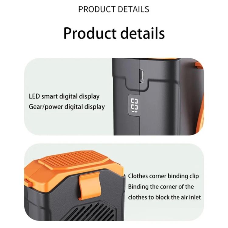 F31 Rechargeable Waist-Mounted Clip Fan With 5-Speed Adjustable Airflow, Stand & Flashlight(Orange) - Electric Fans by buy2fix | Online Shopping UK | buy2fix