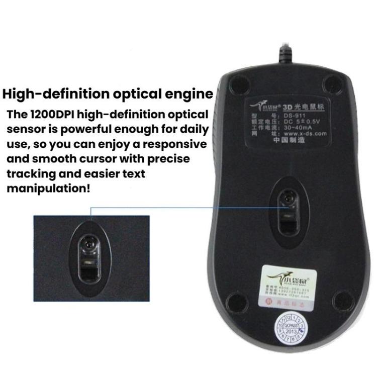 Little Kangaroo DS-911 1200DPI Ambidextrous Wired Laptop Mouse Desktop Mouse For Office & Home Use, Spec: PS2 Round Port - Wired Mice by Little Kangaroo | Online Shopping UK | buy2fix