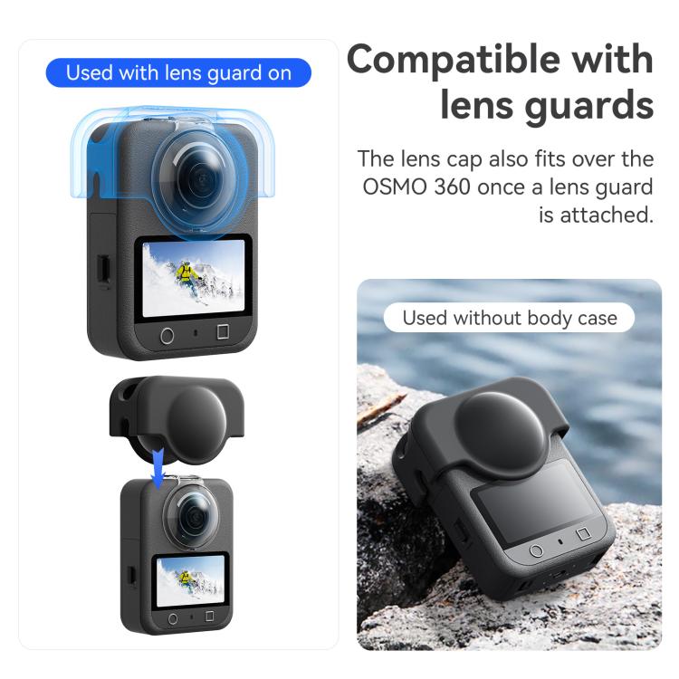 For DJI Osmo 360 aMagisn Silicone Lens Cap Anti-scratch Lens Protective Case(Black) - Case & Bags by aMagisn | Online Shopping UK | buy2fix