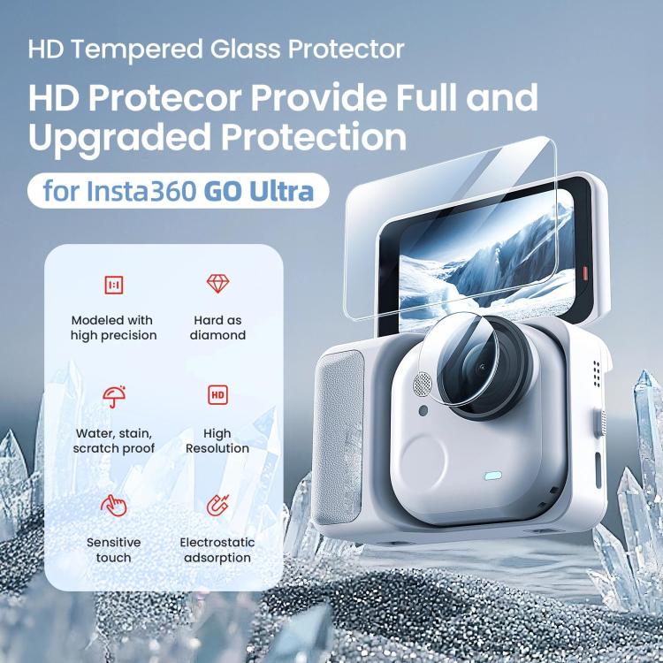 For Insta360 GO Ultra aMagisn Tempered Glass Screen Protector Camera Lens Film, Spec: 2 Sets - Len Accessories by aMagisn | Online Shopping UK | buy2fix