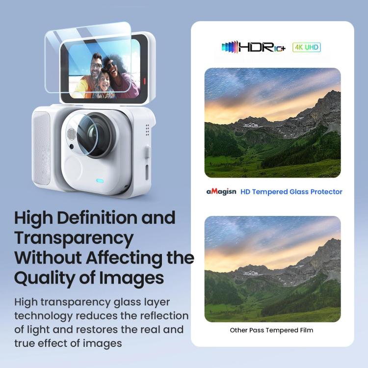 For Insta360 GO Ultra aMagisn Tempered Glass Screen Protector Camera Lens Film, Spec: 2 Sets - Len Accessories by aMagisn | Online Shopping UK | buy2fix