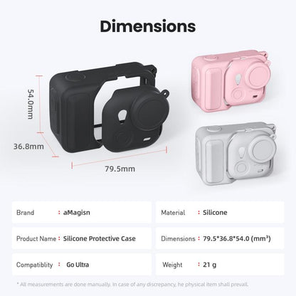 For Insta360 Go Ultra aMagisn Silicone Protective Case Kit All-round Protection Shell(Black) - Case & Bags by aMagisn | Online Shopping UK | buy2fix