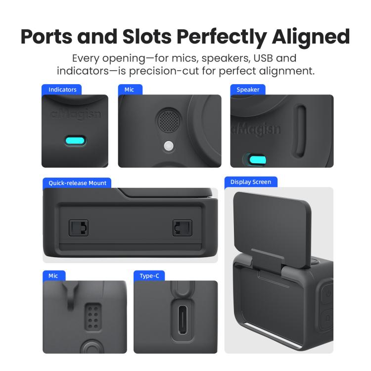 For Insta360 Go Ultra aMagisn Silicone Protective Case Kit All-round Protection Shell(Black) - Case & Bags by aMagisn | Online Shopping UK | buy2fix