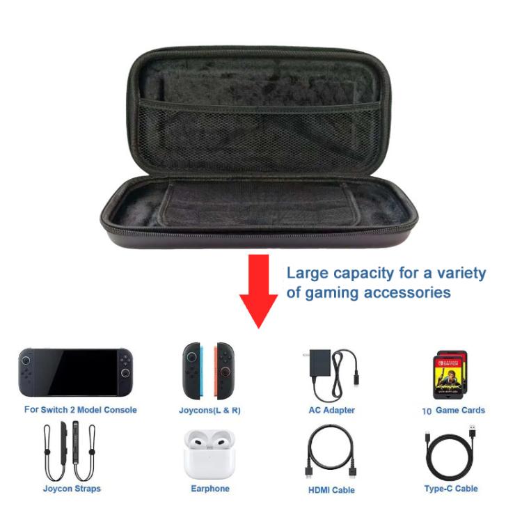 For Nintendo Switch 2 Carrying Case Portable Shockproof and Waterproof  Game Console Accessory Storage Box(Black) - Bags by buy2fix | Online Shopping UK | buy2fix