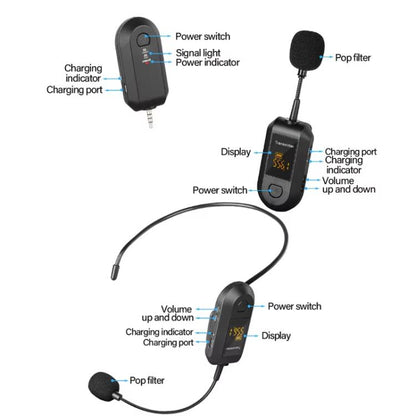 1 In 2 Lapel Clip Wireless 2.4G Microphone Amplifier Portable Microphone - Microphone by buy2fix | Online Shopping UK | buy2fix