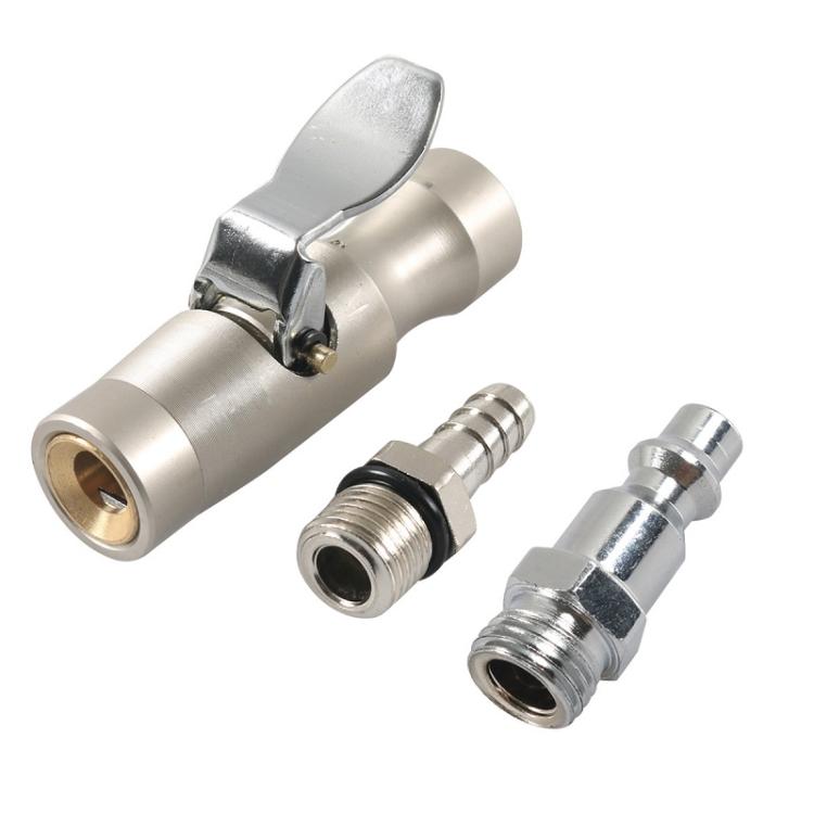 Car Air Pressure Gauge Self-Locking German-Style Air Pump Nozzle, Color: Matte + Male Inflator Connector A10506 - Inflatable Pump by buy2fix | Online Shopping UK | buy2fix
