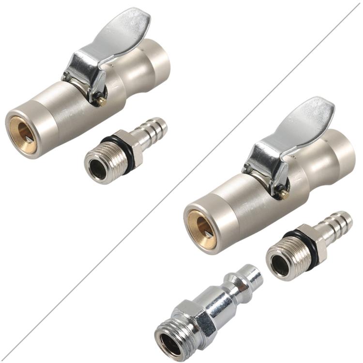 Car Air Pressure Gauge Self-Locking German-Style Air Pump Nozzle, Color: Matte + Male Inflator Connector A10506 - Inflatable Pump by buy2fix | Online Shopping UK | buy2fix