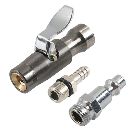 Car Air Pressure Gauge Self-Locking German-Style Air Pump Nozzle, Color: Black + Male Inflator Connector A10507