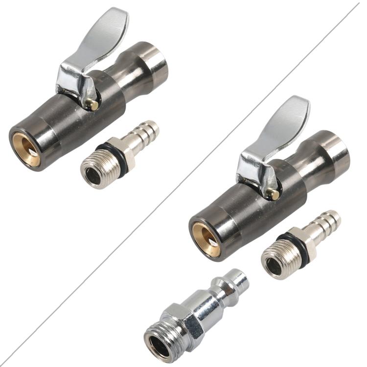 Car Air Pressure Gauge Self-Locking German-Style Air Pump Nozzle, Color: Black + Male Inflator Connector A10507 - Inflatable Pump by buy2fix | Online Shopping UK | buy2fix