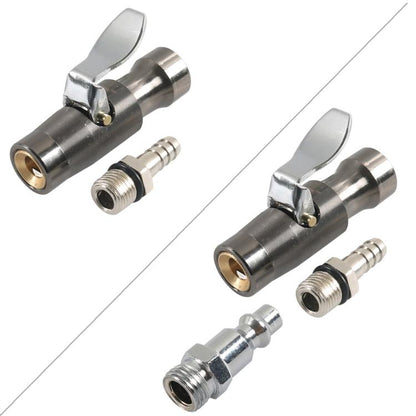 Car Air Pressure Gauge Self-Locking German-Style Air Pump Nozzle, Color: Black + Male Inflator Connector A10507 - Inflatable Pump by buy2fix | Online Shopping UK | buy2fix