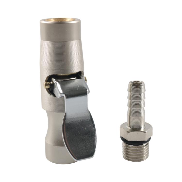 Car Air Pressure Gauge Self-Locking German-Style Air Pump Nozzle, Color: Matte + Male Inflator Connector A10506 - Inflatable Pump by buy2fix | Online Shopping UK | buy2fix