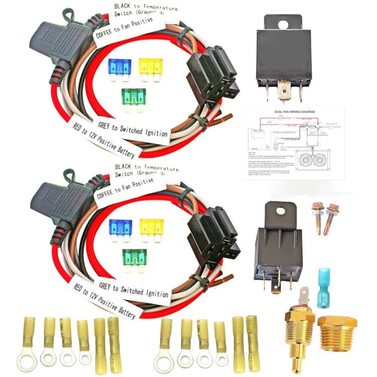 40A Thermostat Dual Electric Cooling Fan Wiring Harness Kit(12V) - Automobiles Sensors by buy2fix | Online Shopping UK | buy2fix