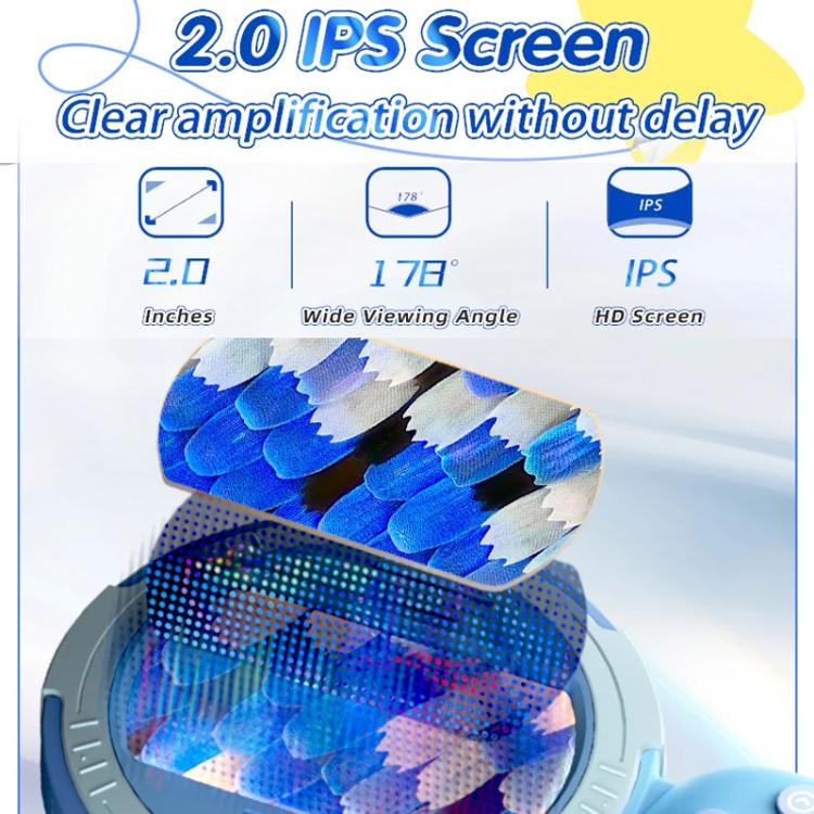 HM020-C Handheld Children Electronic Magnifier HD 2MP Digital Microscope(Blue) - Digital Microscope by buy2fix | Online Shopping UK | buy2fix