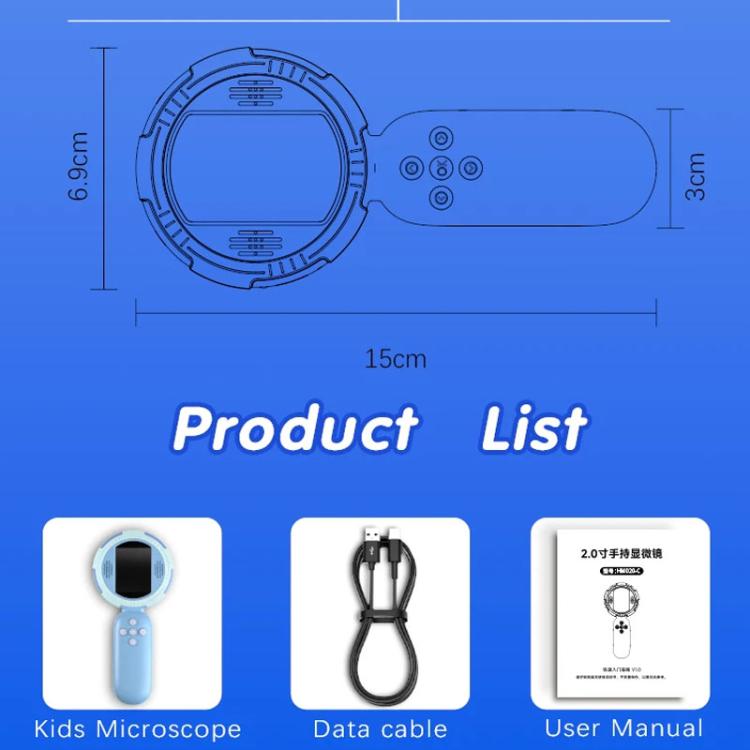 HM020-C Handheld Children Electronic Magnifier HD 2MP Digital Microscope(Blue) - Digital Microscope by buy2fix | Online Shopping UK | buy2fix