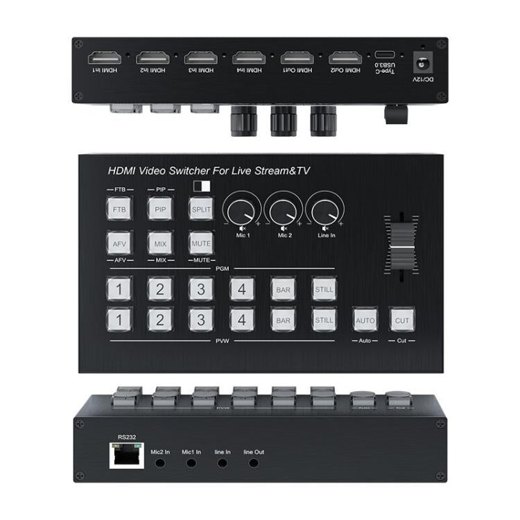 4 In 2 Out HDMI Guide Switchboard Type-C Capture Port OSD Display Game Switcher US Plug(Black) - Live Sound Effects Processors by buy2fix | Online Shopping UK | buy2fix
