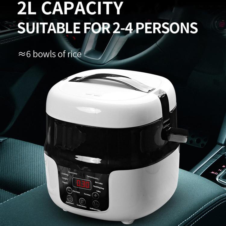 12V-24V 2L Car-Mounted Push-Button Rice Cooker, Specification: English + Battery Cable - Rice Cookers by buy2fix | Online Shopping UK | buy2fix