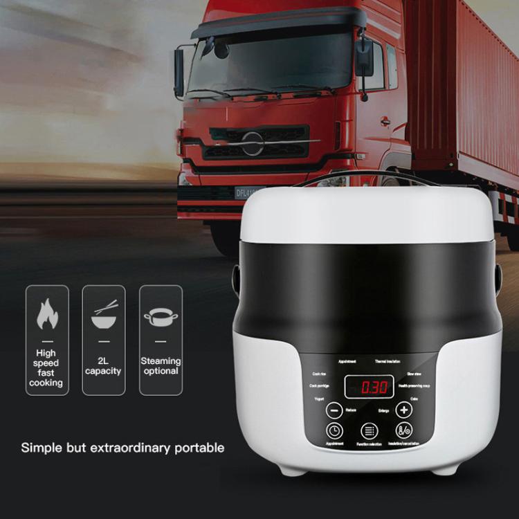 12V-24V 2L Car-Mounted Push-Button Rice Cooker, Specification: English + Battery Cable - Rice Cookers by buy2fix | Online Shopping UK | buy2fix