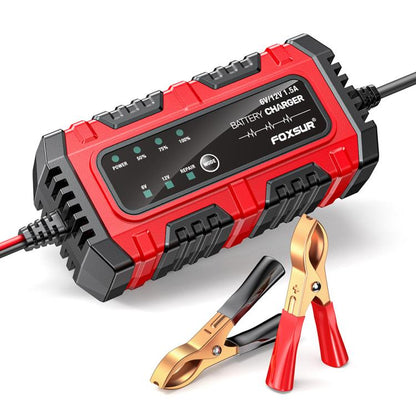 FOXSUR Smart 6V/12V 1.5A Battery Charger 4AH-30AH Lead Acid Battery Maintainer For Motorcycle/Car/ATV US Plug - Battery Charger by FOXSUR | Online Shopping UK | buy2fix