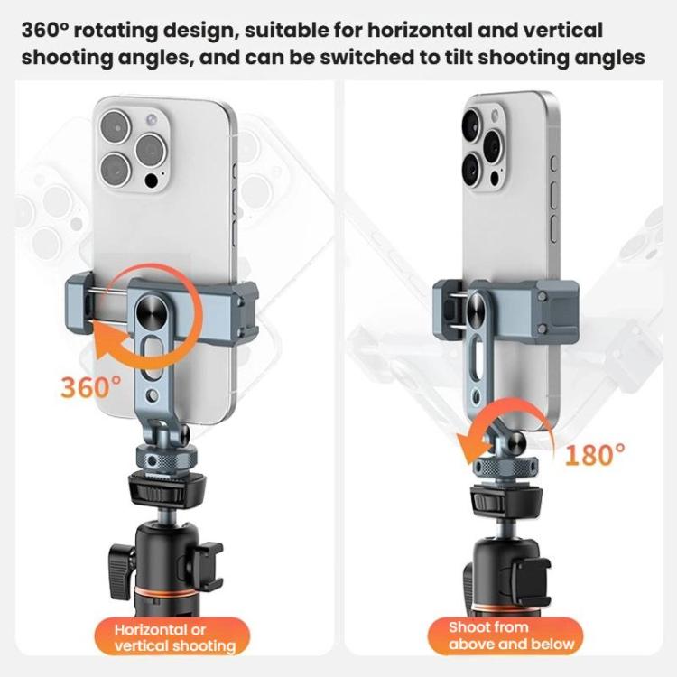 VRIG PH-18 Aluminum Alloy Dual-Head Cold Shoe Phone Mount With Dual 1/4 inch Screw Holes For Horizontal/Vertical Tilting Shooting - Stand by VRIG | Online Shopping UK | buy2fix