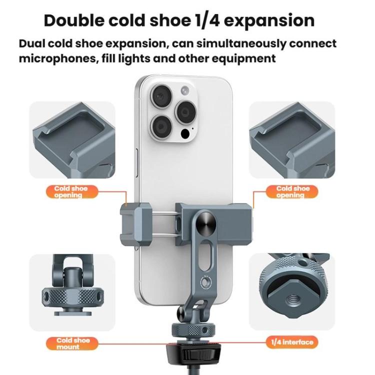 VRIG PH-18 Aluminum Alloy Dual-Head Cold Shoe Phone Mount With Dual 1/4 inch Screw Holes For Horizontal/Vertical Tilting Shooting - Stand by VRIG | Online Shopping UK | buy2fix