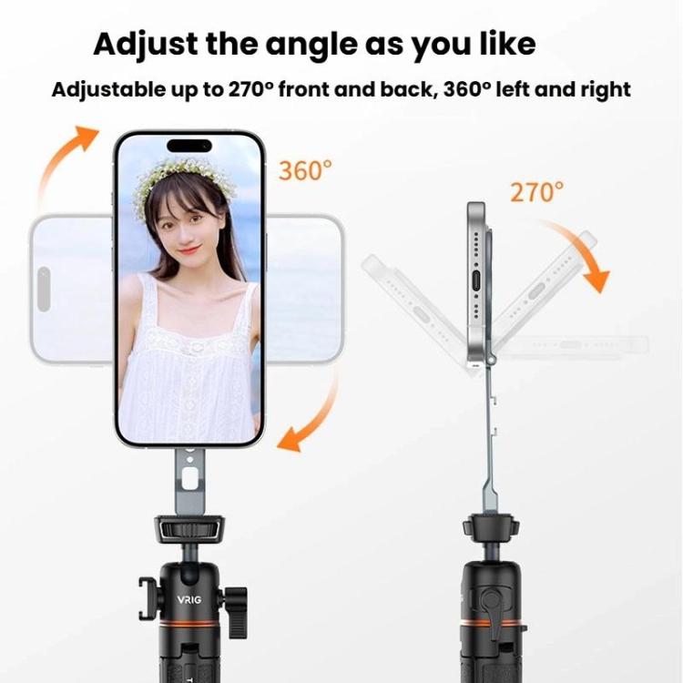 VRIG MG-32 Aluminum Alloy Magsafe Magnetic Folding Dual Cold Shoe 1/4 Inch Screw Hole Extension Smartphone Mount - Desktop Holder by VRIG | Online Shopping UK | buy2fix