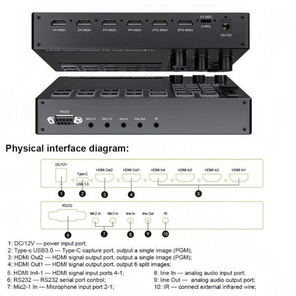 1080P 60Hz 4-Way HDMI Guide Switchboard Built-In 5 Inch Monitor Screen HD Video Live Capture Recording EU Plug - Live Sound Effects Processors by buy2fix | Online Shopping UK | buy2fix