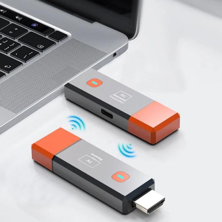 HDMI Wireless Transmitter 50M Signal Extension 1080P WIFI Computer Wireless Casting Same Screen, Transmitter + Receiver(Orange) - Amplifier by buy2fix | Online Shopping UK | buy2fix
